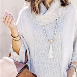 COPY - CAbi Cowl Neck Poncho Sweater Knit Grey